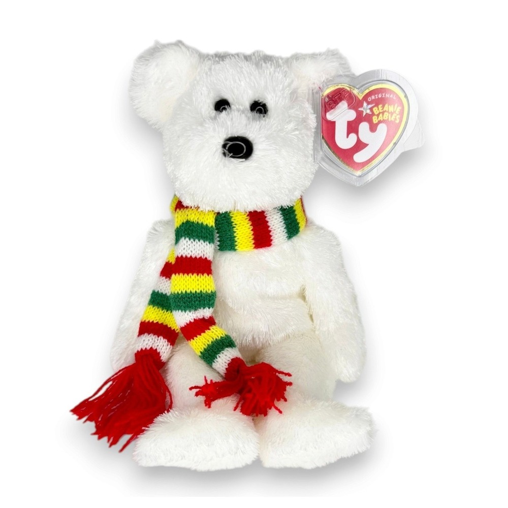 Flurry the Bear | Festive Scarf Sweetheart | Mint Heart Tag TY Beanie Baby